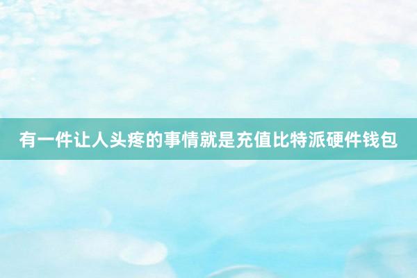 有一件让人头疼的事情就是充值比特派硬件钱包