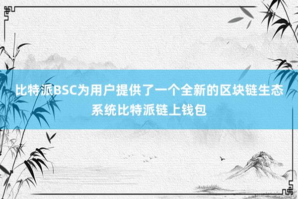 比特派BSC为用户提供了一个全新的区块链生态系统比特派链上钱包